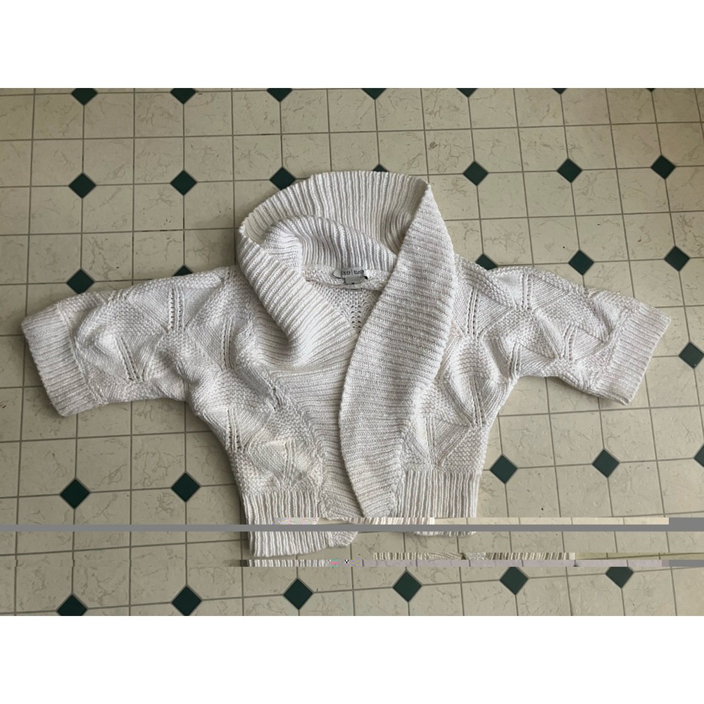 White House Black Market Womens Med Ribbed Open Front Shawl Cardigan Sweater